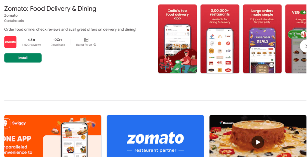 zomato-Best Food Ordering Apps in India